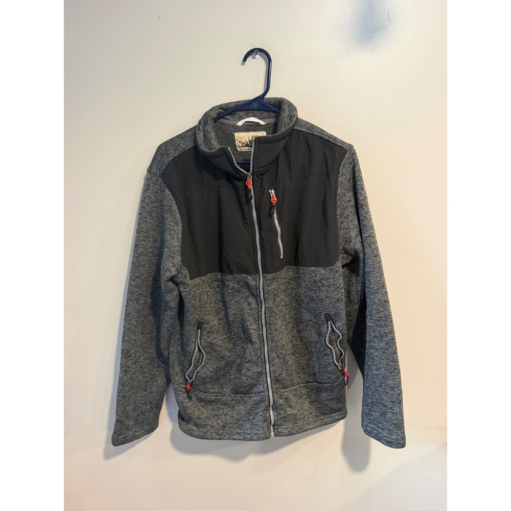Sandia Peak Mountain Co Mens Large Full Zip Fleece Jacket Gray Black Mixed Media